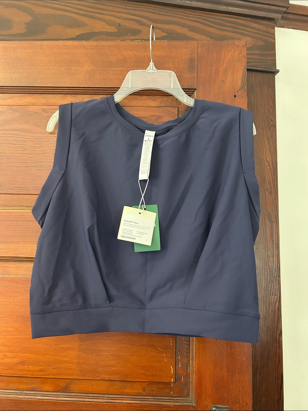 HALARA Patitoff Flow Navy Blue Sleeveless Cropped Yoga Tank Top NWT L